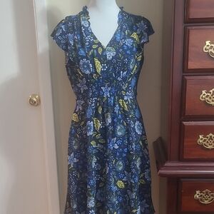 Floral Blue and Yellow Dress MAGGIE LONDON. size 10